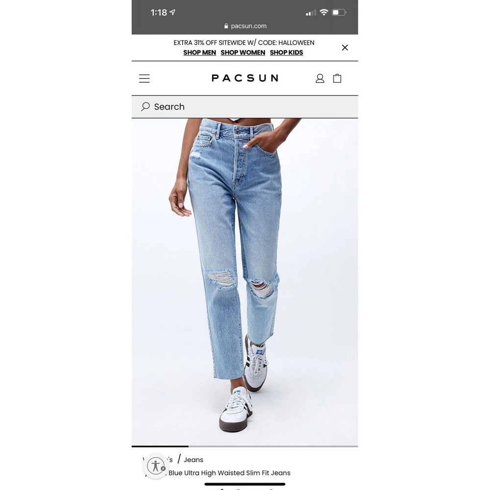 Women’s Pacsun Ultra High Rise Slim Size 31 Stan Blue Vintage Fit
